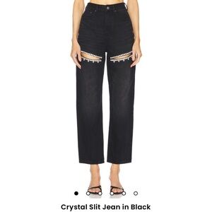 NWT Area Crystal Slit Jeans in Black